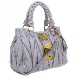 Pre Owned Miu Miu Nube Matelasse Lux Leather Bauletto Shoulder Bag