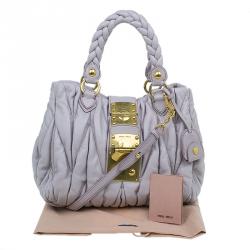 Pre Owned Miu Miu Nube Matelasse Lux Leather Bauletto Shoulder Bag