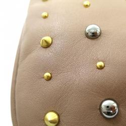 Pre Owned Miu Miu Beige Studded Frame Clutch 
