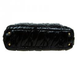 Pre Owned Miu Miu Black Matelasse Patent Vinyl North/South Tote