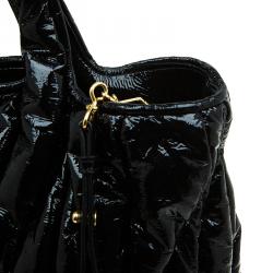 Pre Owned Miu Miu Black Matelasse Patent Vinyl North/South Tote