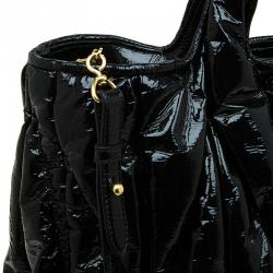 Pre Owned Miu Miu Black Matelasse Patent Vinyl North/South Tote