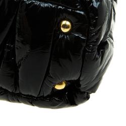 Pre Owned Miu Miu Black Matelasse Patent Vinyl North/South Tote