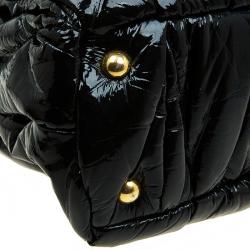 Pre Owned Miu Miu Black Matelasse Patent Vinyl North/South Tote