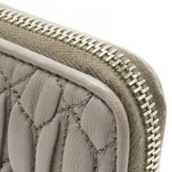 Pre Owned Miu Miu Grey Matelasse Zip-Around Wallet