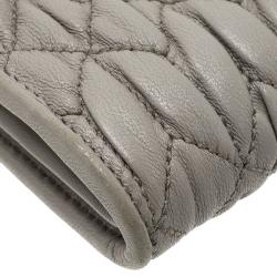 Pre Owned Miu Miu Grey Matelasse Zip-Around Wallet