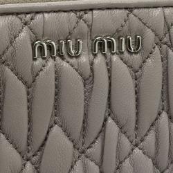 Pre Owned Miu Miu Grey Matelasse Zip-Around Wallet