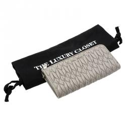 Pre Owned Miu Miu Grey Matelasse Zip-Around Wallet