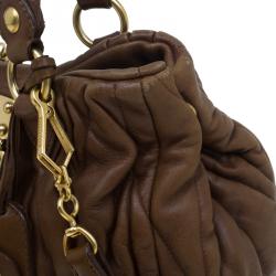 Pre Owned Miu Miu Brown Matelasse Leather Bauletto Aperto Tote