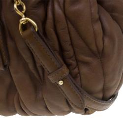 Pre Owned Miu Miu Brown Matelasse Leather Bauletto Aperto Tote