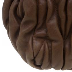 Pre Owned Miu Miu Brown Matelasse Leather Bauletto Aperto Tote