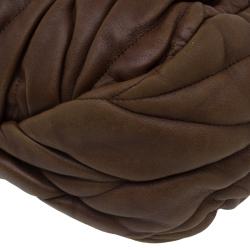 Pre Owned Miu Miu Brown Matelasse Leather Bauletto Aperto Tote