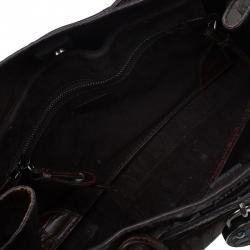 Miu Miu Brown Croc Embossed Leather Vintage Tote