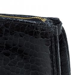 Pre Owned  Miu Miu Black Croc Embossed Patent Leather St. Cocco Clutch