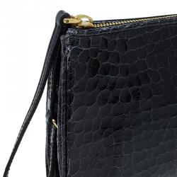 Pre Owned  Miu Miu Black Croc Embossed Patent Leather St. Cocco Clutch