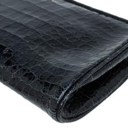 Pre Owned  Miu Miu Black Croc Embossed Patent Leather St. Cocco Clutch