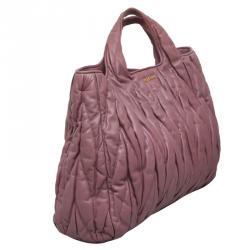Pre Owned Miu Miu Purple Matelasse Leather Shopping Tote