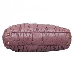 Pre Owned Miu Miu Purple Matelasse Leather Shopping Tote