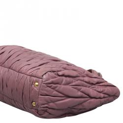 Pre Owned Miu Miu Purple Matelasse Leather Shopping Tote