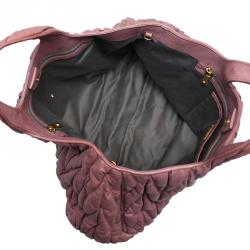 Pre Owned Miu Miu Purple Matelasse Leather Shopping Tote