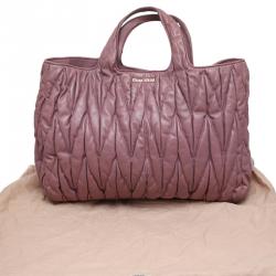 Pre Owned Miu Miu Purple Matelasse Leather Shopping Tote