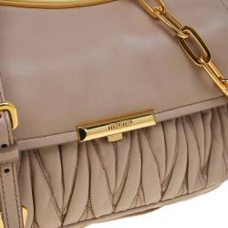 Miu Miu Beige Matelasse Leather Frame Shoulder Bag