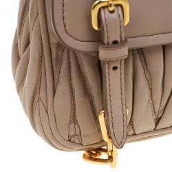 Miu Miu Beige Matelasse Leather Frame Shoulder Bag