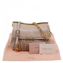 Miu Miu Beige Matelasse Leather Frame Shoulder Bag