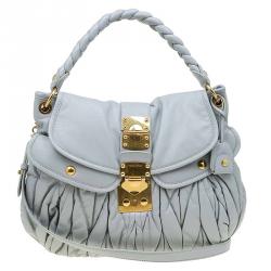 Miu Miu Grey Matelasse Lux Leather Coffer Hobo
