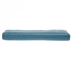 Miu Miu Light Blue Leather Zip Around Wallet