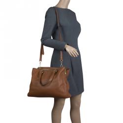 Miu Miu Brown Pebbled Leather Zip Tote