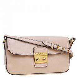 Pre Owned Miu Miu Beige Leather Madras Argilla Shoulder Bag