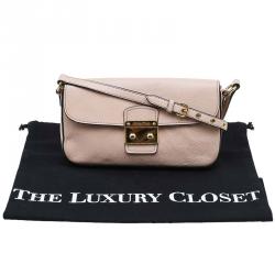 Pre Owned Miu Miu Beige Leather Madras Argilla Shoulder Bag