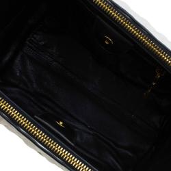 Pre Owned Miu Miu Off White/Red Matelasse Leather Biker Tote