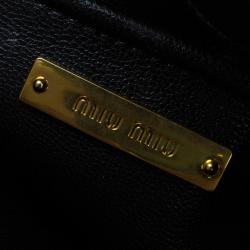 Pre Owned Miu Miu Off White/Red Matelasse Leather Biker Tote