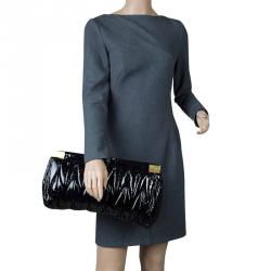 Pre Owned Miu Miu Black Patent Leather matelasse Clutch