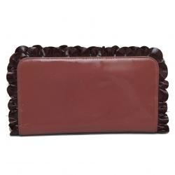Miu Miu Maroon Patent Leather Ruffle Zip Around Wallet