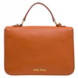 Pre Owned حقيبة كروس ميو ميو مادراس جلد برتقالي