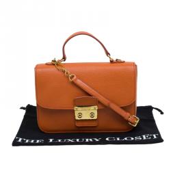 Pre Owned حقيبة كروس ميو ميو مادراس جلد برتقالي