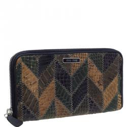 Pre Owned Miu Miu Multicolor Python Zip Around Wallet
