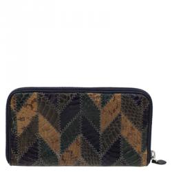 Pre Owned Miu Miu Multicolor Python Zip Around Wallet