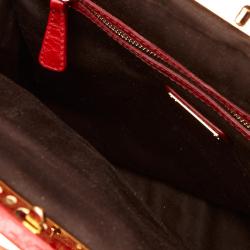 Miu Miu Red Vitello Lux Leather Frame Top Handle Bag
