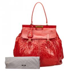 Miu Miu Red Vitello Lux Leather Frame Top Handle Bag