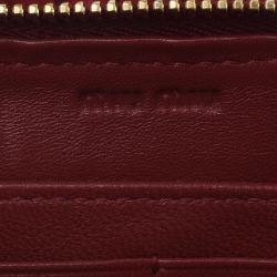 Pre Owned Miu Miu Navy Blue Patent Leather Ruffle Zip Around Wallet