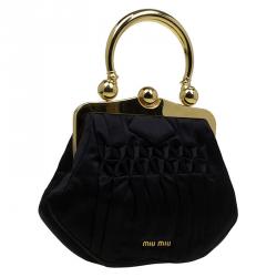 Miu Miu Black Satin Frame Handbag