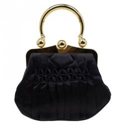 Miu Miu Black Satin Frame Handbag
