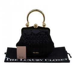 Miu Miu Black Satin Frame Handbag