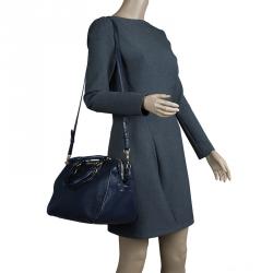 Pre Owned Miu Miu Dark Blue Leather Top handle Bag