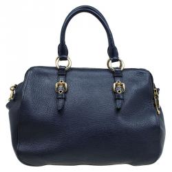 Pre Owned Miu Miu Dark Blue Leather Top handle Bag