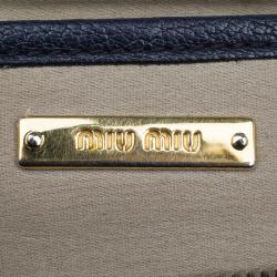 Pre Owned Miu Miu Dark Blue Leather Top handle Bag